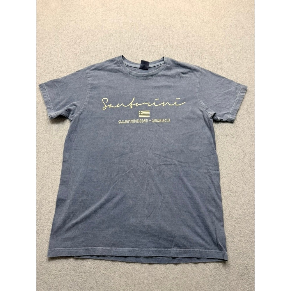 B&C Collection Santorini Greece Graphic T-Shirt Blue Large E190